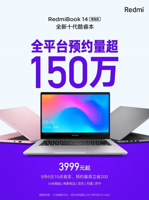 RedmiBook新品预约破150万 十代酷睿3999元起 9月6日发售