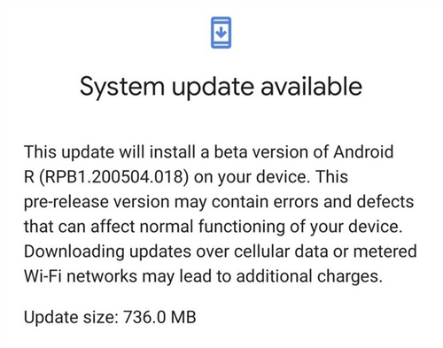 ûյ׿11ڲͣСΪ736MB