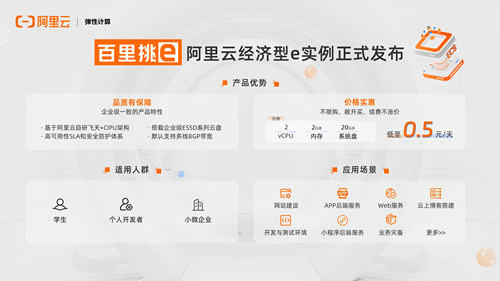 开云 开云体育官网面向开发者、每天仅需05元阿里云发布全新经济型云服务器e系列(图1)