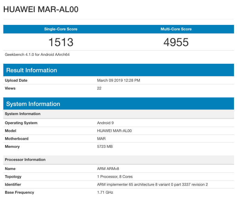 华为nova 4e跑分曝光 麒麟710+6G内存