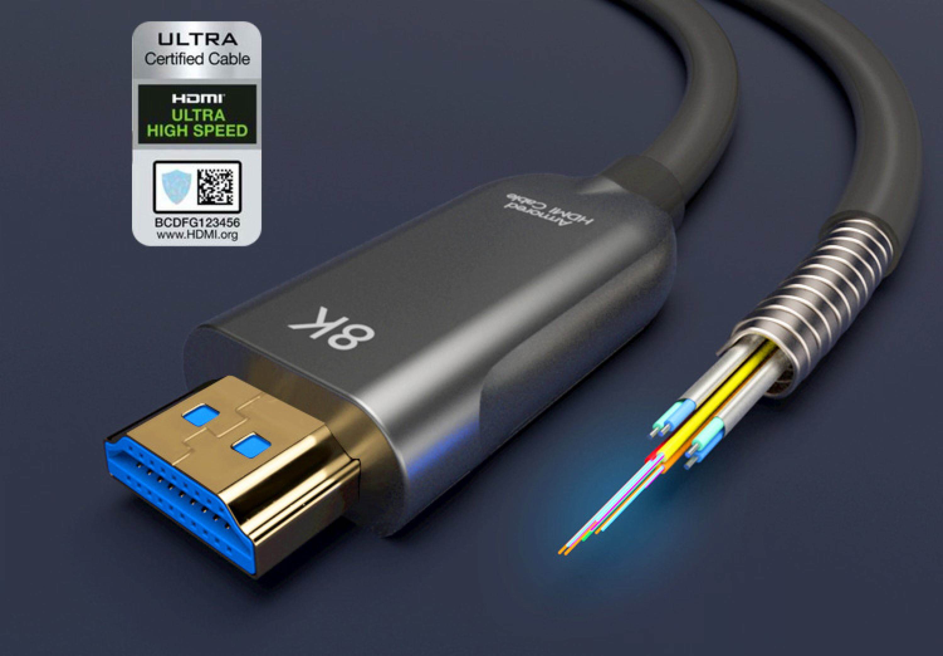 开博尔五代光纤8k hdmi2.1线缆铠装版拆解使用评测,真材实料好线芯
