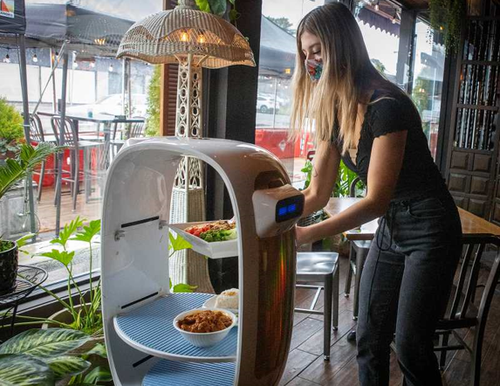 传菜机器人一台多少钱缅甸餐厅的机器人服务员可最大程度减少与人的